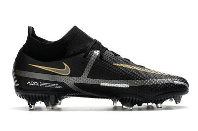 Men's Nike Phantom GT 2 DF FG Firm Ground High-Tops Football Boots - Black/Silver/Gold