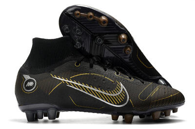 Men's Nike Mercurial Superfly 8 Elite AG Artificial Grass High-Tops Football Boots - Black/Gold/White