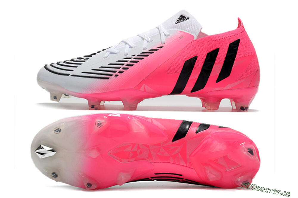 Men's Adidas Predator Edge.1 Low FG Firm Ground Low-Tops Football Boots - White/Pink 1