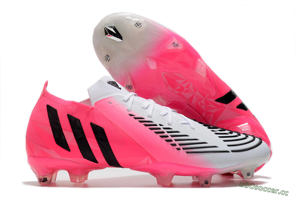 Men's Adidas Predator Edge.1 Low FG Firm Ground Low-Tops Football Boots - White/Pink 2