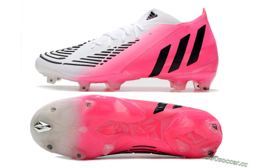 Men's Adidas Predator Edge.1 FG Firm Ground High-Tops Football Boots - White/Pink 1