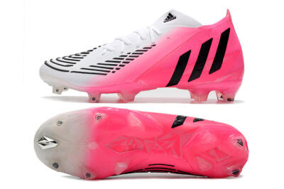 Men's Adidas Predator Edge.1 FG Firm Ground High-Tops Football Boots - White/Pink