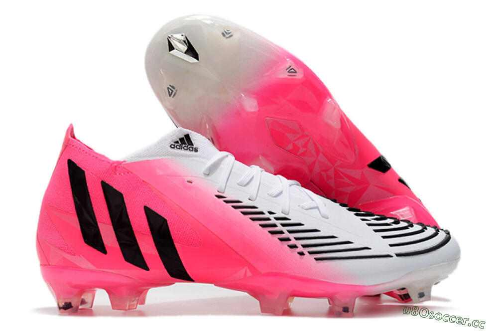 Men's Adidas Predator Edge.1 FG Firm Ground High-Tops Football Boots - White/Pink 2