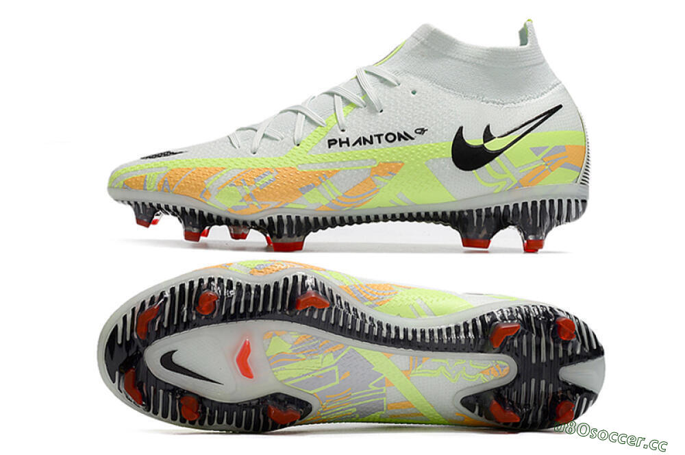 Men's Nike Phantom GT 2 DF Elite FG Firm Ground High-Tops Football Boots - White/Green 1