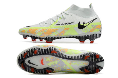 Men's Nike Phantom GT 2 DF Elite FG Firm Ground High-Tops Football Boots - White/Green
