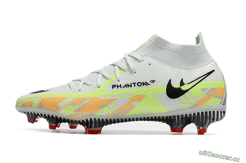 Men's Nike Phantom GT 2 DF Elite FG Firm Ground High-Tops Football Boots - White/Green 0