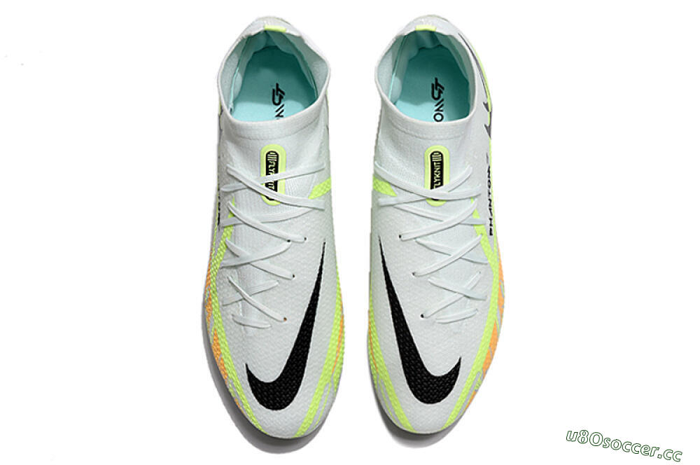 Men's Nike Phantom GT 2 DF Elite FG Firm Ground High-Tops Football Boots - White/Green 4