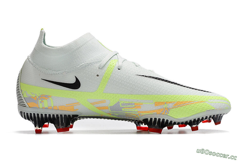 Men's Nike Phantom GT 2 DF Elite FG Firm Ground High-Tops Football Boots - White/Green 5