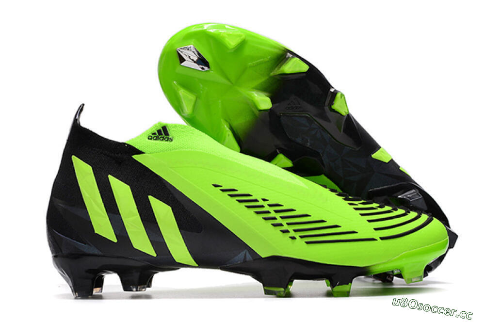 Men's Adidas Predator Edge Geometric+ FG Firm Ground High-Tops Football Boots - Green/Black 2