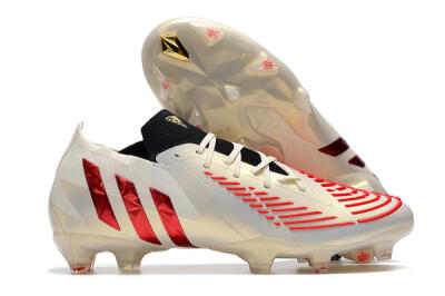 Men's Adidas Predator Edge.1 Low FG Firm Ground Low-Tops Football Boots - White/Red