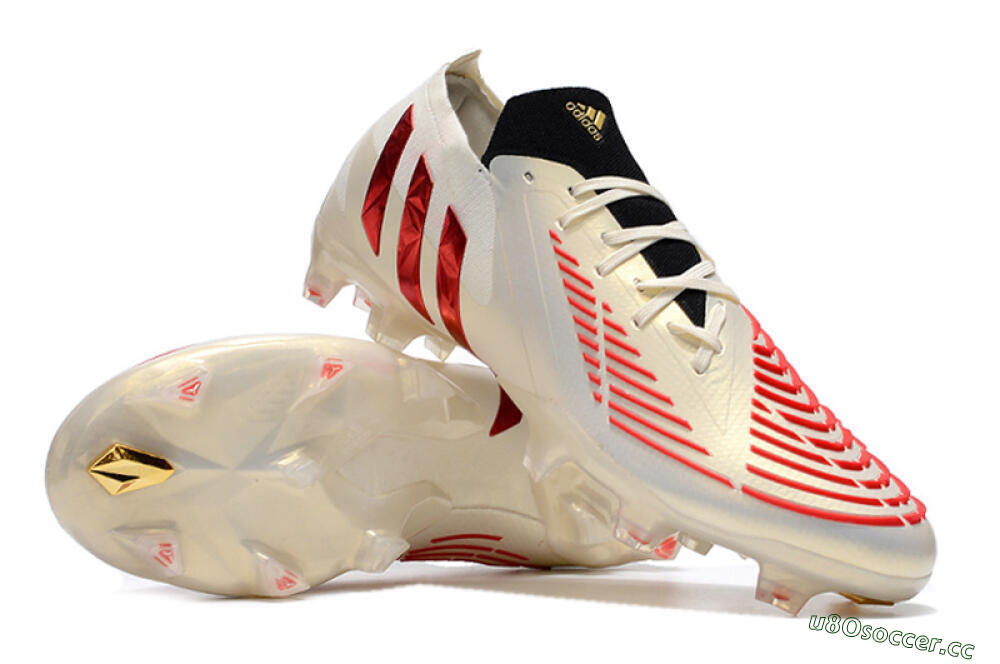 Men's Adidas Predator Edge.1 Low FG Firm Ground Low-Tops Football Boots - White/Red 3