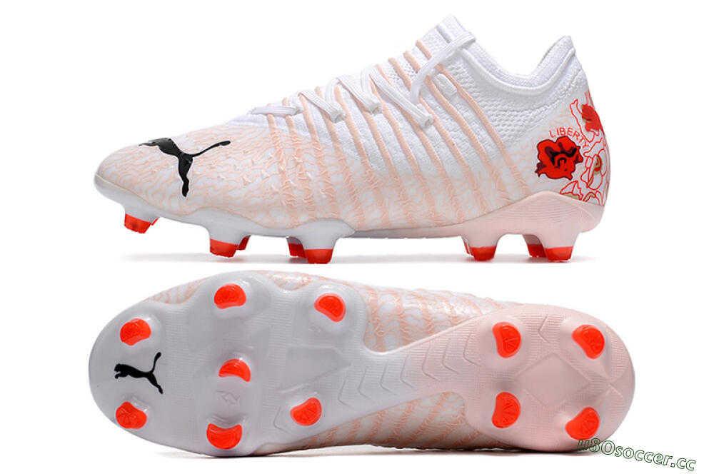 Men's Puma Future Z 1.4 Liberty FG Firm Ground Low-Tops Football Boots - White/Pink/Red 1
