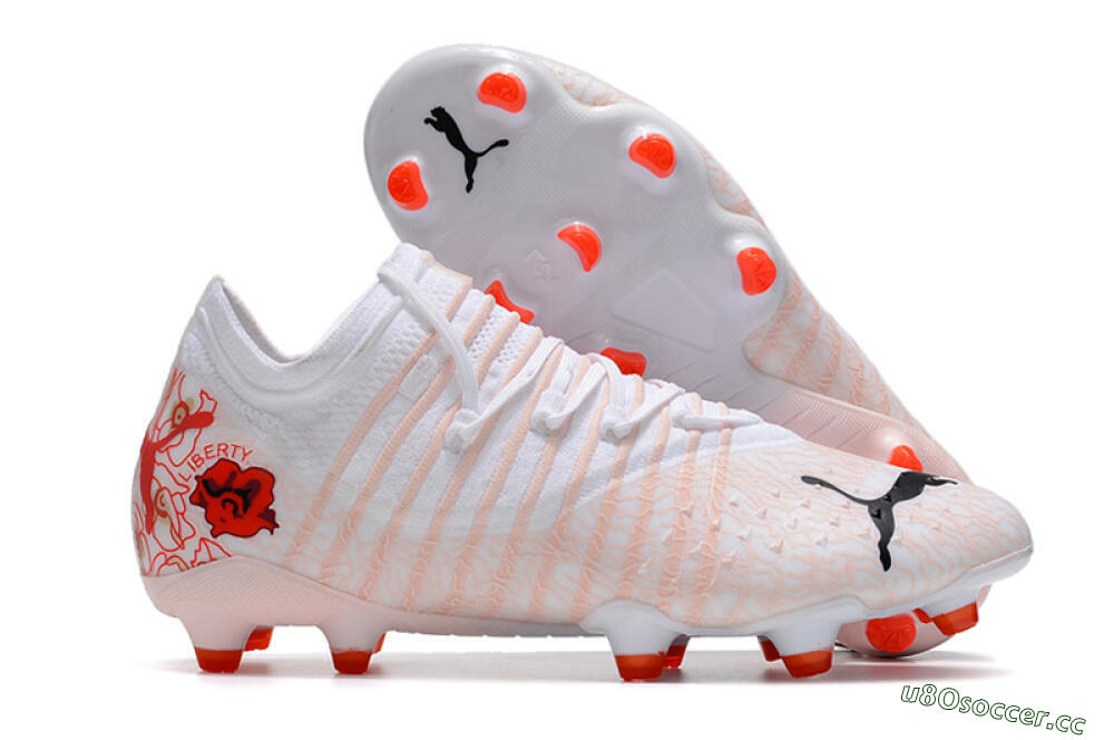 Men's Puma Future Z 1.4 Liberty FG Firm Ground Low-Tops Football Boots - White/Pink/Red 2