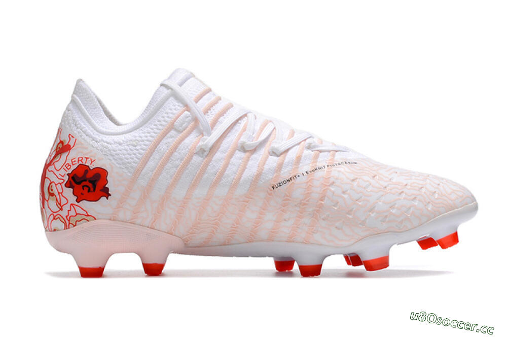 Men's Puma Future Z 1.4 Liberty FG Firm Ground Low-Tops Football Boots - White/Pink/Red 4