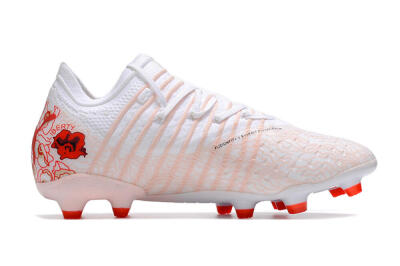 Men's Puma Future Z 1.4 Liberty FG Firm Ground Low-Tops Football Boots - White/Pink/Red