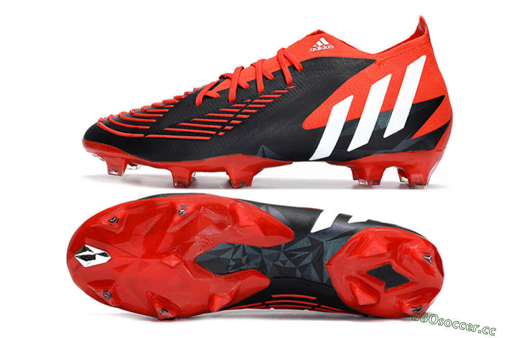 Men's Adidas Predator Edge Geometric.1 FG Firm Ground High-Tops Football Boots - Red/Black/White 1