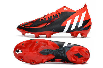 Men's Adidas Predator Edge Geometric.1 FG Firm Ground High-Tops Football Boots - Red/Black/White