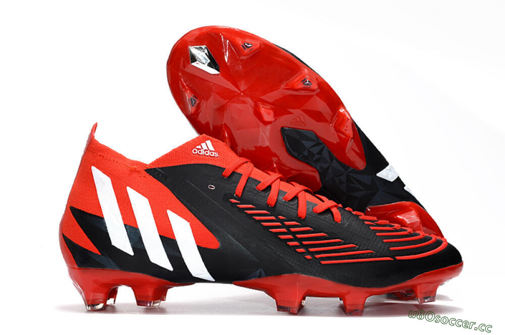 Men's Adidas Predator Edge Geometric.1 FG Firm Ground High-Tops Football Boots - Red/Black/White 2