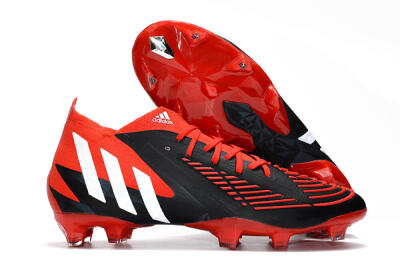 Men's Adidas Predator Edge Geometric.1 FG Firm Ground High-Tops Football Boots - Red/Black/White