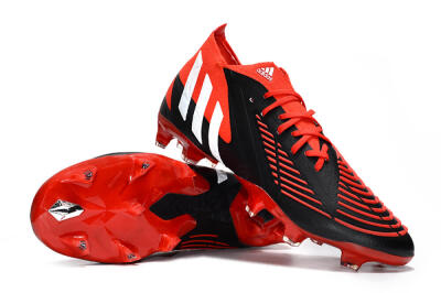 Men's Adidas Predator Edge Geometric.1 FG Firm Ground High-Tops Football Boots - Red/Black/White