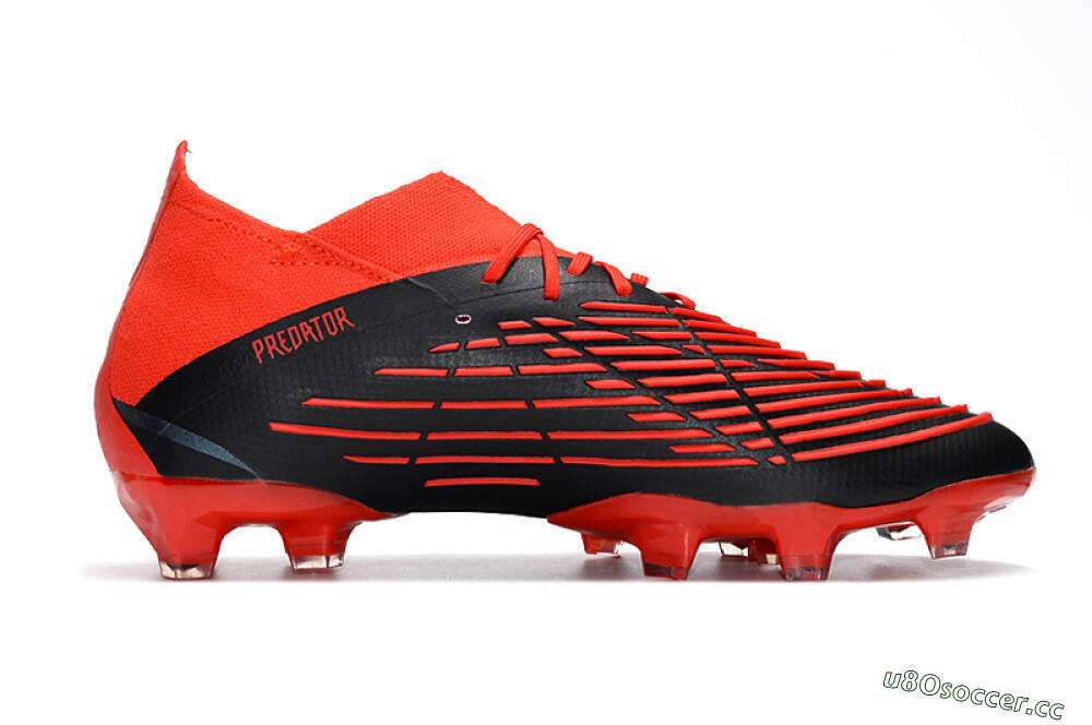 Men's Adidas Predator Edge Geometric.1 FG Firm Ground High-Tops Football Boots - Red/Black/White 4
