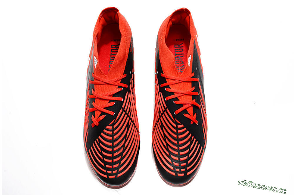 Men's Adidas Predator Edge Geometric.1 FG Firm Ground High-Tops Football Boots - Red/Black/White 5