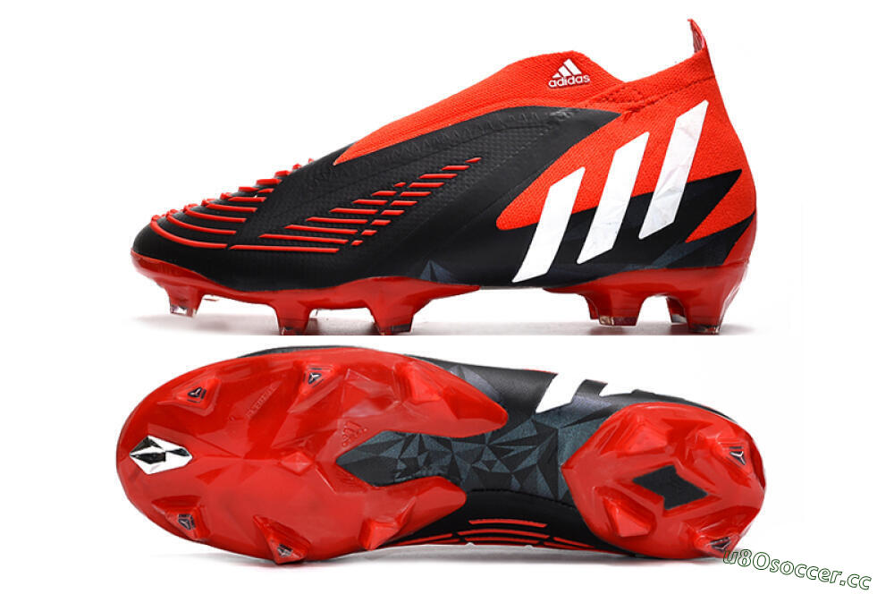 Men's Adidas Predator Edge Geometric+ FG Firm Ground High-Tops Football Boots - Red/Black/White 1