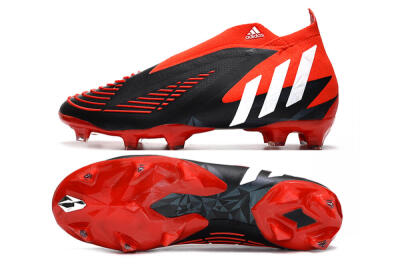 Men's Adidas Predator Edge Geometric+ FG Firm Ground High-Tops Football Boots - Red/Black/White