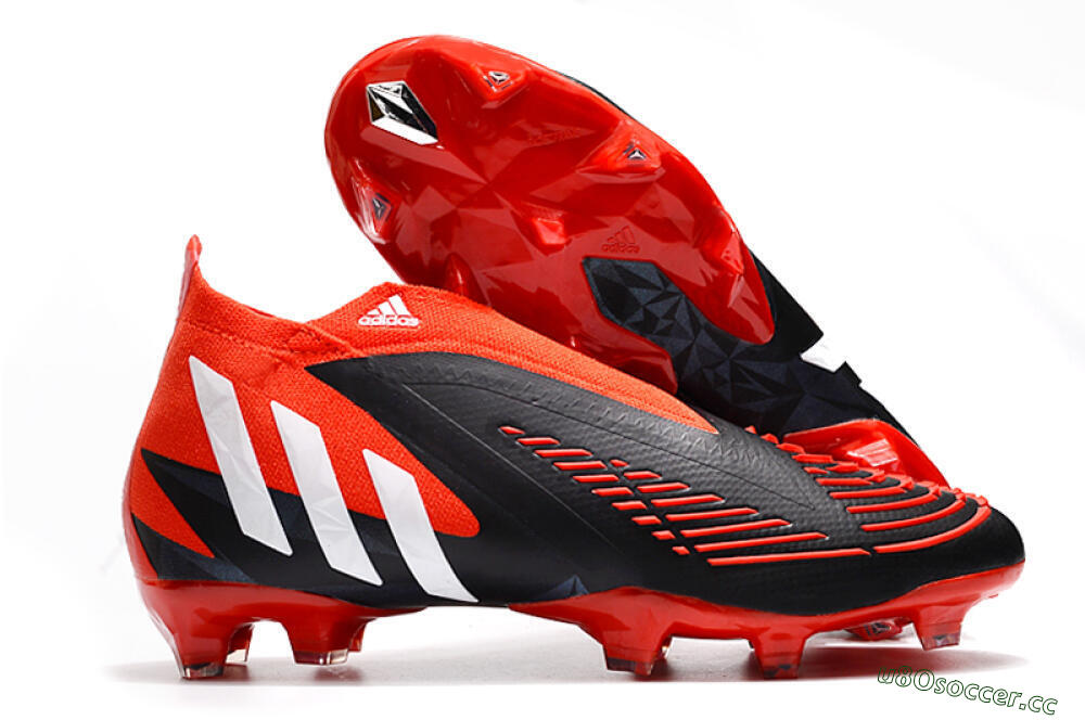 Men's Adidas Predator Edge Geometric+ FG Firm Ground High-Tops Football Boots - Red/Black/White 2