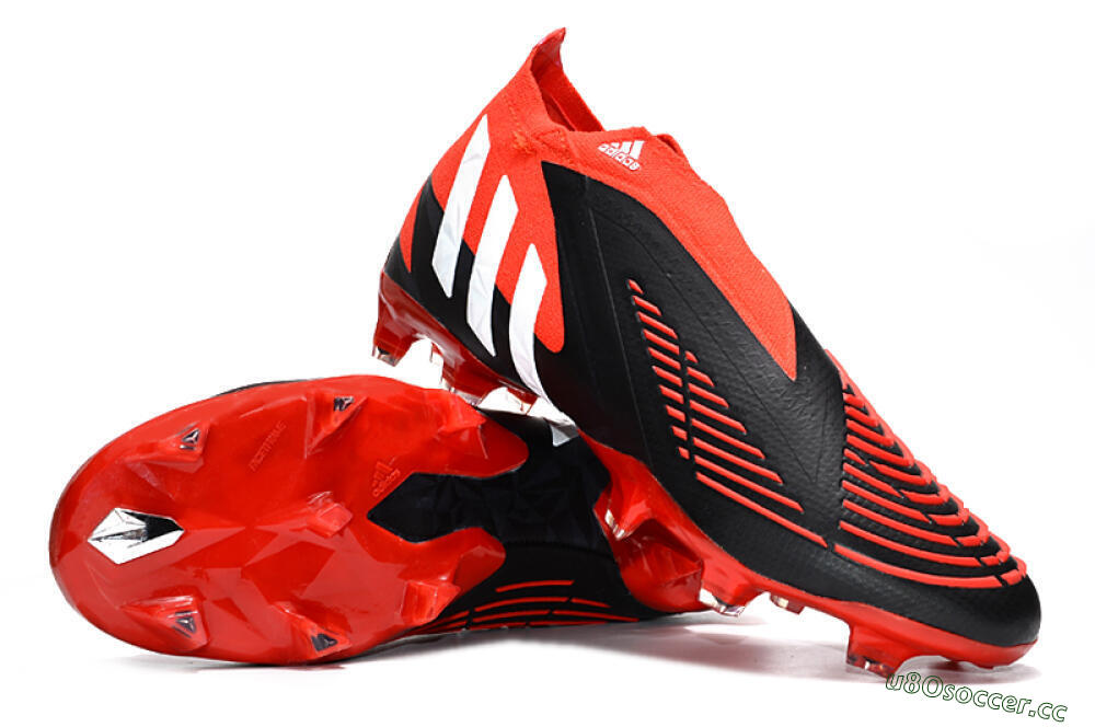 Men's Adidas Predator Edge Geometric+ FG Firm Ground High-Tops Football Boots - Red/Black/White 3
