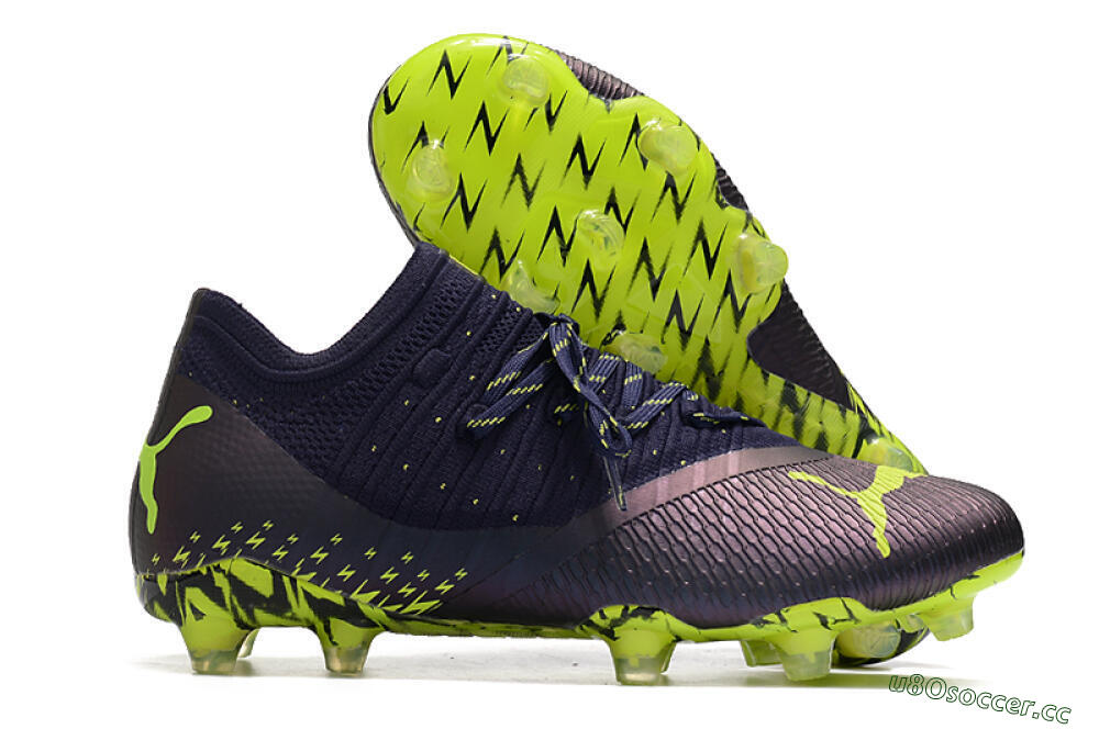 Men's Puma Future Z 1.3 Instinct FG Firm Ground Low-Tops Football Boots - Black/Green 2