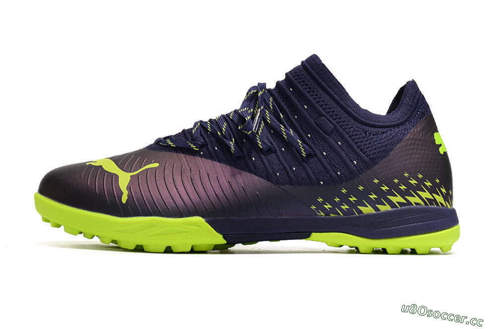 Men's Puma Future Z 1.3 Instinct TF Artificial Turf Low-Tops Football Shoes - Black/Green 0