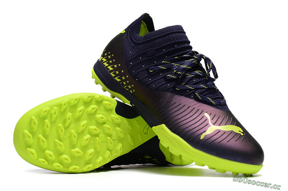 Men's Puma Future Z 1.3 Instinct TF Artificial Turf Low-Tops Football Shoes - Black/Green 3