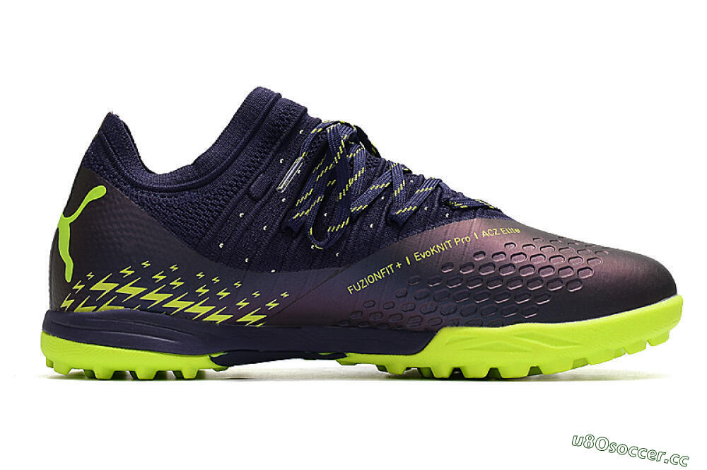 Men's Puma Future Z 1.3 Instinct TF Artificial Turf Low-Tops Football Shoes - Black/Green 6