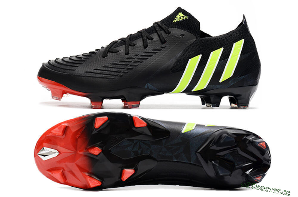 Men's Adidas Predator Edge Geometric.1 Low FG Firm Ground Low-Tops Football Boots - Black/Yellow/Red 1