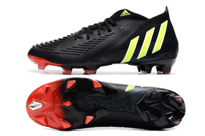 Men's Adidas Predator Edge Geometric.1 FG Firm Ground Low-Tops Football Boots - Black/Yellow/Red