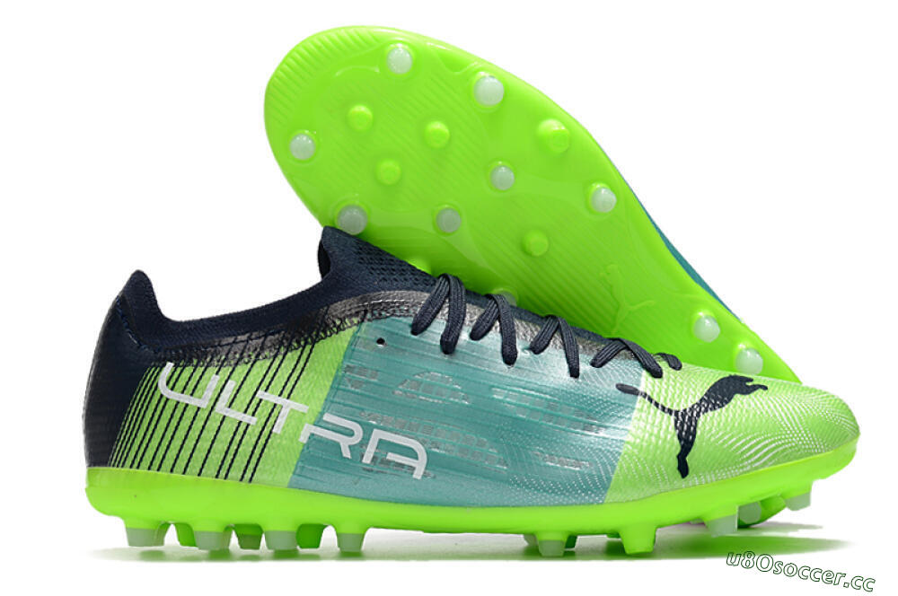 Men's Puma Ultra 1.4 MG Multi Ground Low-Tops Football Boots - Green/Black/Blue 2