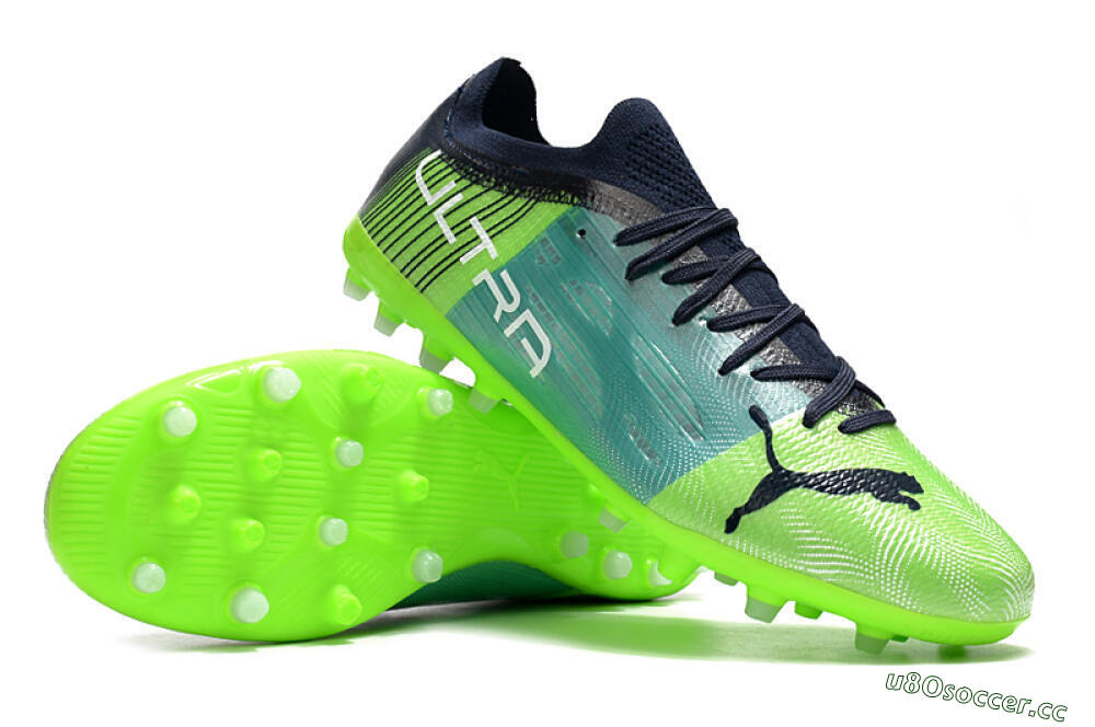 Men's Puma Ultra 1.4 MG Multi Ground Low-Tops Football Boots - Green/Black/Blue 3