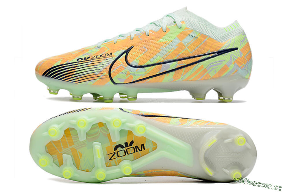 Men's Nike Air Zoom Mercurial Vapor 15 Elite FG Firm Ground Low-Tops Football Boots - Orange/Green/Black 1