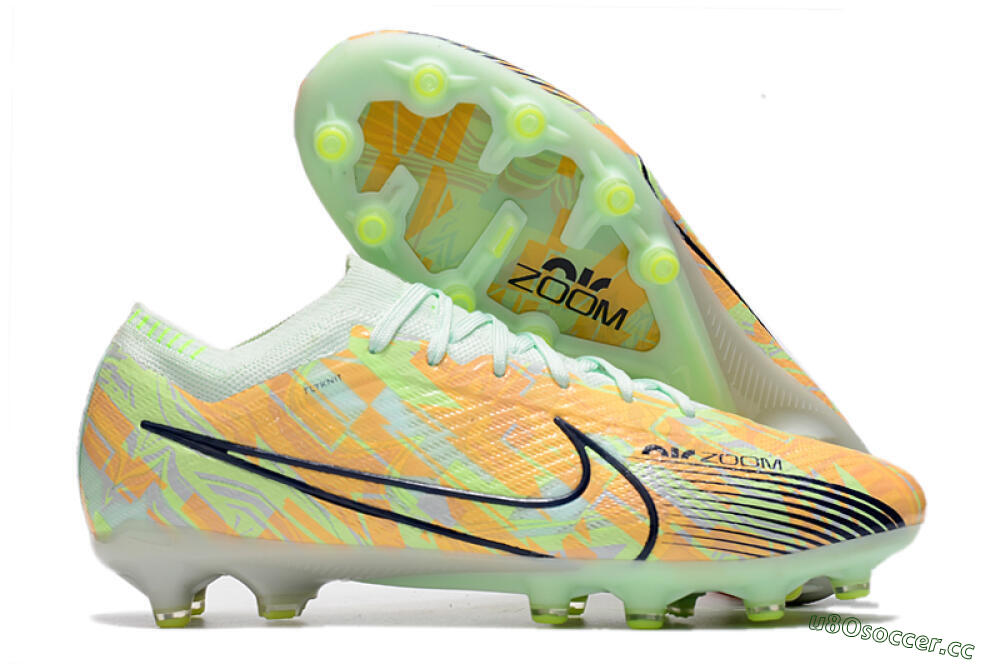 Men's Nike Air Zoom Mercurial Vapor 15 Elite FG Firm Ground Low-Tops Football Boots - Orange/Green/Black 2