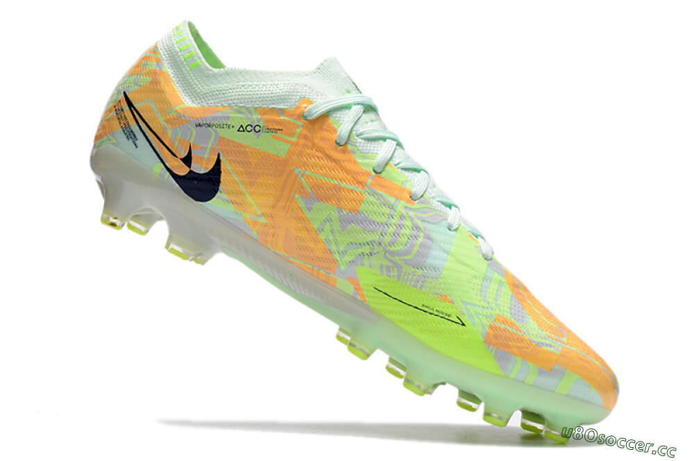 Men's Nike Air Zoom Mercurial Vapor 15 Elite FG Firm Ground Low-Tops Football Boots - Orange/Green/Black 4