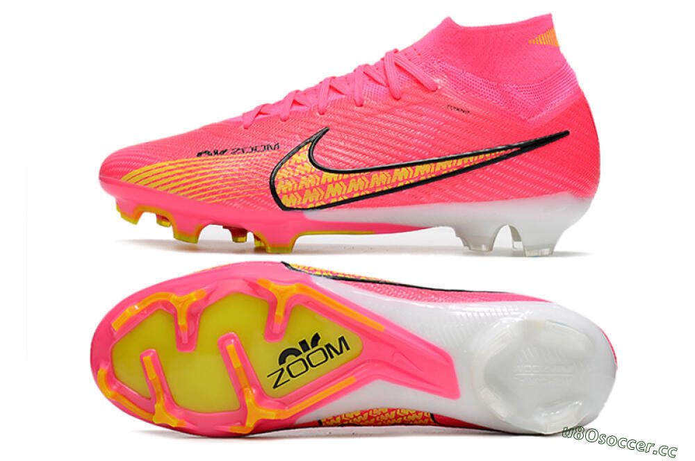 Men's Nike Air Zoom Mercurial Superfly 9 Elite FG Firm Ground High-Tops Football Boots - Red/Black/Yellow 1