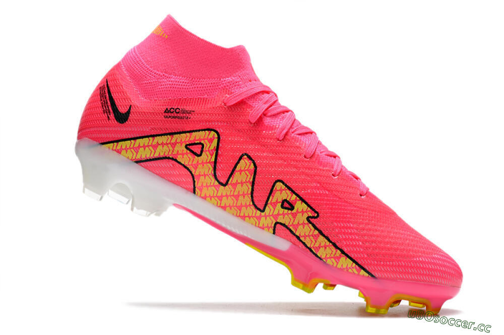 Men's Nike Air Zoom Mercurial Superfly 9 Elite FG Firm Ground High-Tops Football Boots - Red/Black/Yellow 4