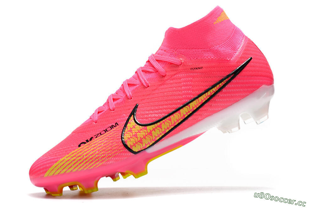 Men's Nike Air Zoom Mercurial Superfly 9 Elite FG Firm Ground High-Tops Football Boots - Red/Black/Yellow 5
