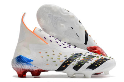Men's Adidas Predator Freak + FG Firm Ground High-Tops Football Boots - White/Black