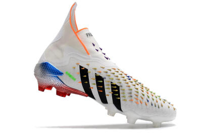 Men's Adidas Predator Freak + FG Firm Ground High-Tops Football Boots - White/Black