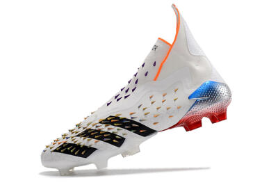 Men's Adidas Predator Freak + FG Firm Ground High-Tops Football Boots - White/Black