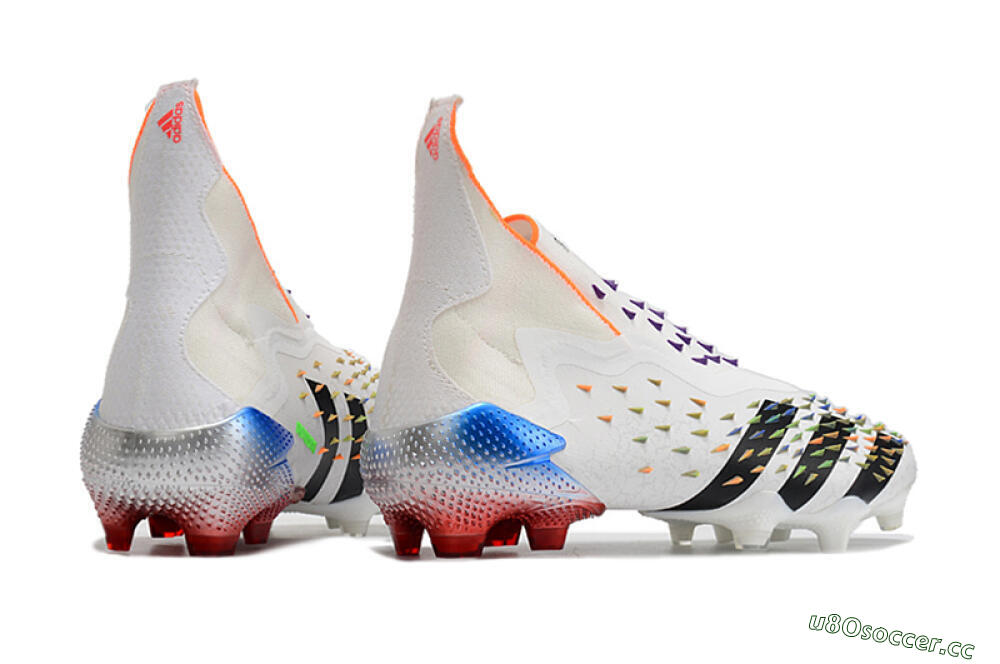 Men's Adidas Predator Freak + FG Firm Ground High-Tops Football Boots - White/Black 6