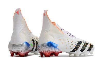 Men's Adidas Predator Freak + FG Firm Ground High-Tops Football Boots - White/Black
