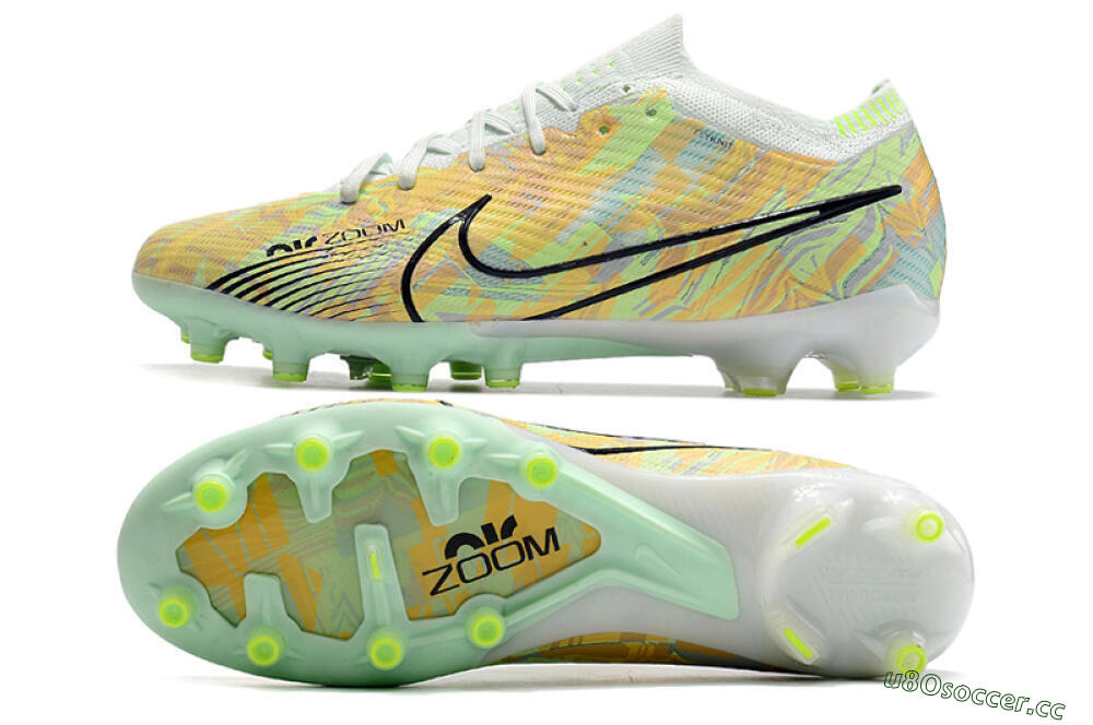 Unisex Nike Air Zoom Mercurial Vapor 15 Elite AG Artificial Grass Low-Tops Football Boots - White/Green/Orange 1
